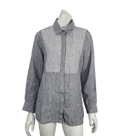 ATEA OCEANIE size 36 Chambray Button up Shirt in Gray bib front - Picture 1 of 8